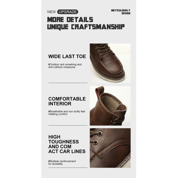 Brown Cowhide Rubber Sole Security Safety Boots Steel Toe Anti Smashing Kevlar Anti Proof Work