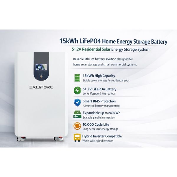 New Solar Home Energy Storage System 51.2V 300Ah Hithium 314Ah Sodium Ion Battery Mobile Powerwall 15kWh LiFePO4 Battery
