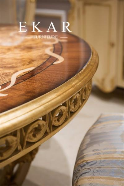 Ekar High-end Luxury Natural Veneer Round Dining Table with Rotating Center