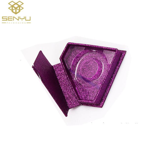 Cardboard Makeup Cosmetic Packaging Boxes Purple Glitter for False Eyelashes
