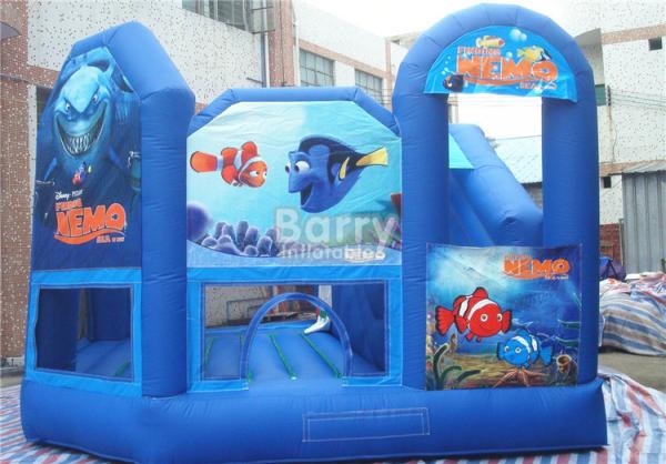 Amphiprion Nigripes Big Castle Moonwalk Blue Clown Fish Blow Up Bounce Houses