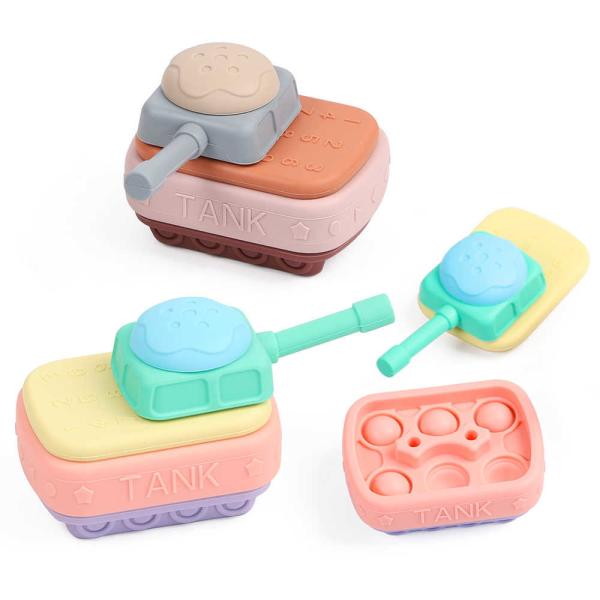 Non Toxic Baby Silicone Toys Tank 0 To 24 Months Age Infant Pink