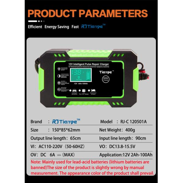 Портативный заряжатель 12V ремонта ИМПа ульс батареи ГЕЛЯ AGM
