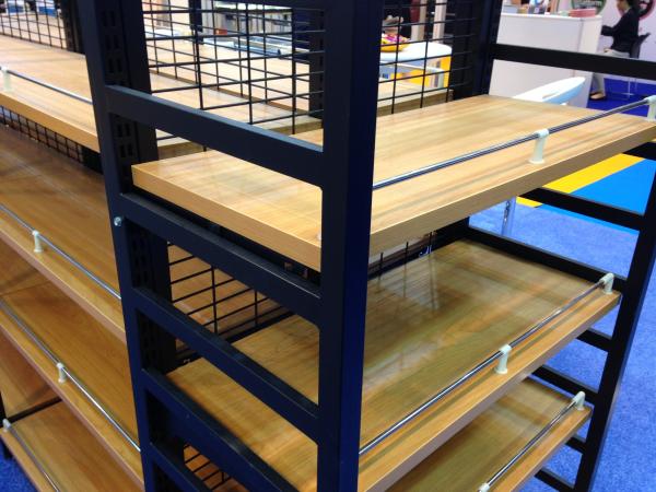 Eyes Catching Steel And Wood Shelves With Wire Mesh Back / MDF Back
