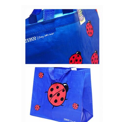 Woven Polypropylene Tote Bags for Supermarket , Blue Custom Printed Totes