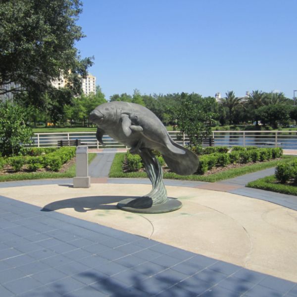 Large Bronze Manatee Sculpture for Coastal Landscape Decor Marine Animal Outdoor Garden Art Statue