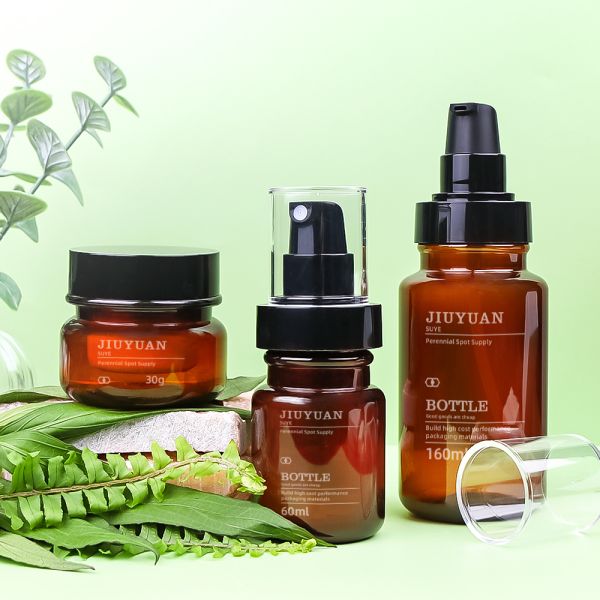 Leak Proof Amber PET Lotion Bottle with Customizable Labels and Recyclable PET for Cosmetic Packaging