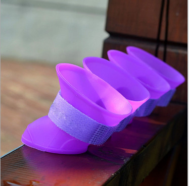 Pet supplies silicone rain boots, non-slip pet shoes, candy color fashion cute dog shoes,red,yellow,pink,black;