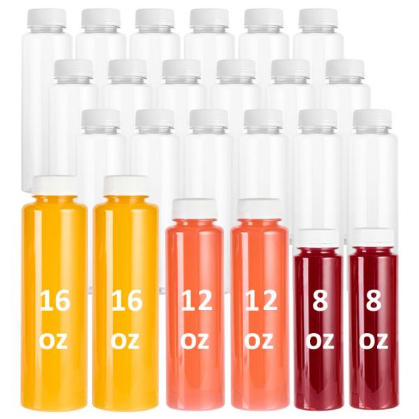 Food Grade Bpa Free Pet Beverage Milk Bottles 8oz 12oz 16oz Empty Plastic Square Juice Bottles With Caps