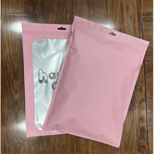 Long Biodegradable Clothes Frosted Plastic Packaging Ziplock Bag with Custom Size Accepted and Matte Poly Logo Clear