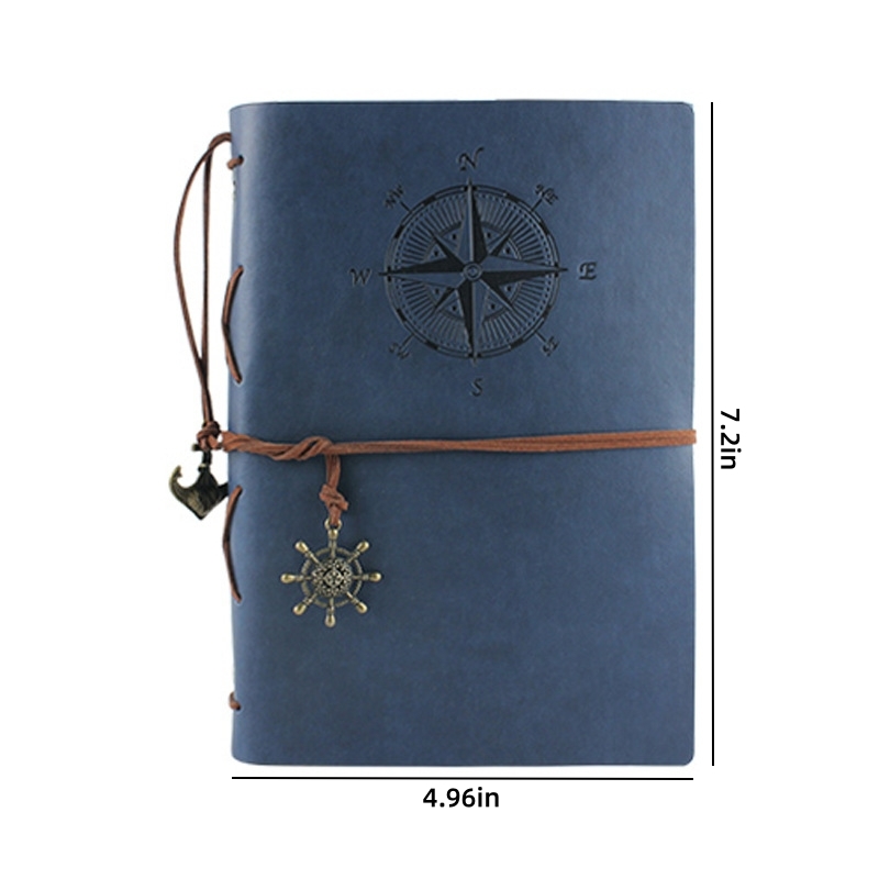 Vintage Unisex Travel Custom Leather Notebook And Journals A6 With Charm Compass