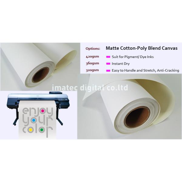 Inkjet Art Cotton - Poly Blend Canvas Roll 420 gram , Aqueous Matte Cotton Canvas