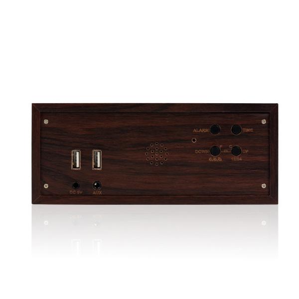 Wireless Charger Model Wooden Alarm Clock , Bluetooth Speaker Function Wooden Digital Clock