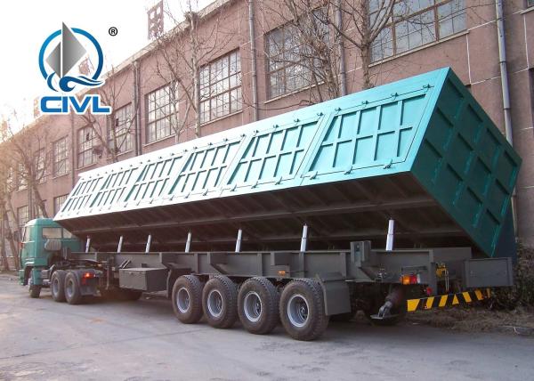 Three Axle Side Dump Semitrailer / 60 - 80 Tons Dump Truck SINOTRUK Brand