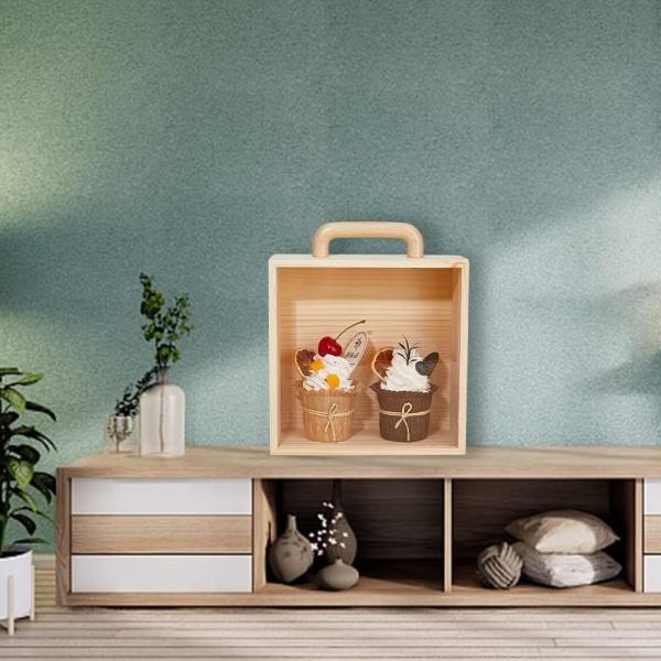 Toy Figure Display Box Wood Craft Shadow Boxes Transparent Acrylic Sliding Lid Wooden Gift Boxes with Clear Lid