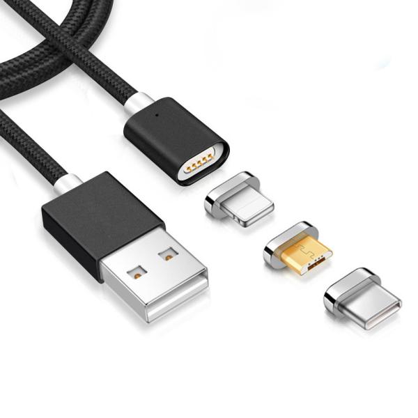 3 in 1 magnetic cable,1M Nylon braided + aluminum shell,2A fast charging