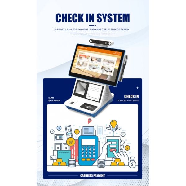 Desktop Self Checkin Kiosk with 10-Point Capacitive Screen Android or Windows Custom Optional and WiFi Communication for Visitor Management