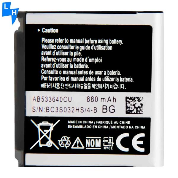 880mAh AB533640CU Bateria de iões de lítio para Samsung S3600 C3110 G400 G500 F469 G600 G608 J638 F330 F338 S3600i