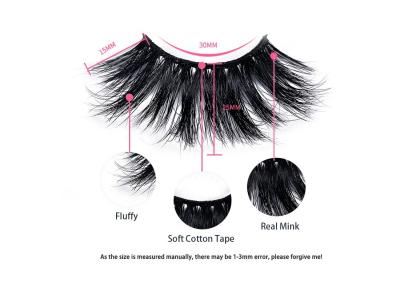 60 pçs/conjunto pele de vison natural marca própria cílios de vison grosso 25 mm