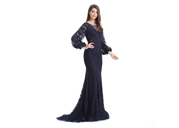 Saudi Arabic Mermaid Long Sleeve Evening Gowns Off - Shoulder Muslim Sexy Style