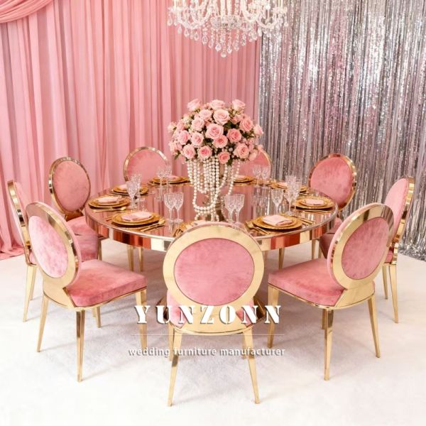 Factory Supply pink and Gold Events Stainless Steel Stackable Chair Gold Luxury Louis Events Banquet Wedding Chairs for Event