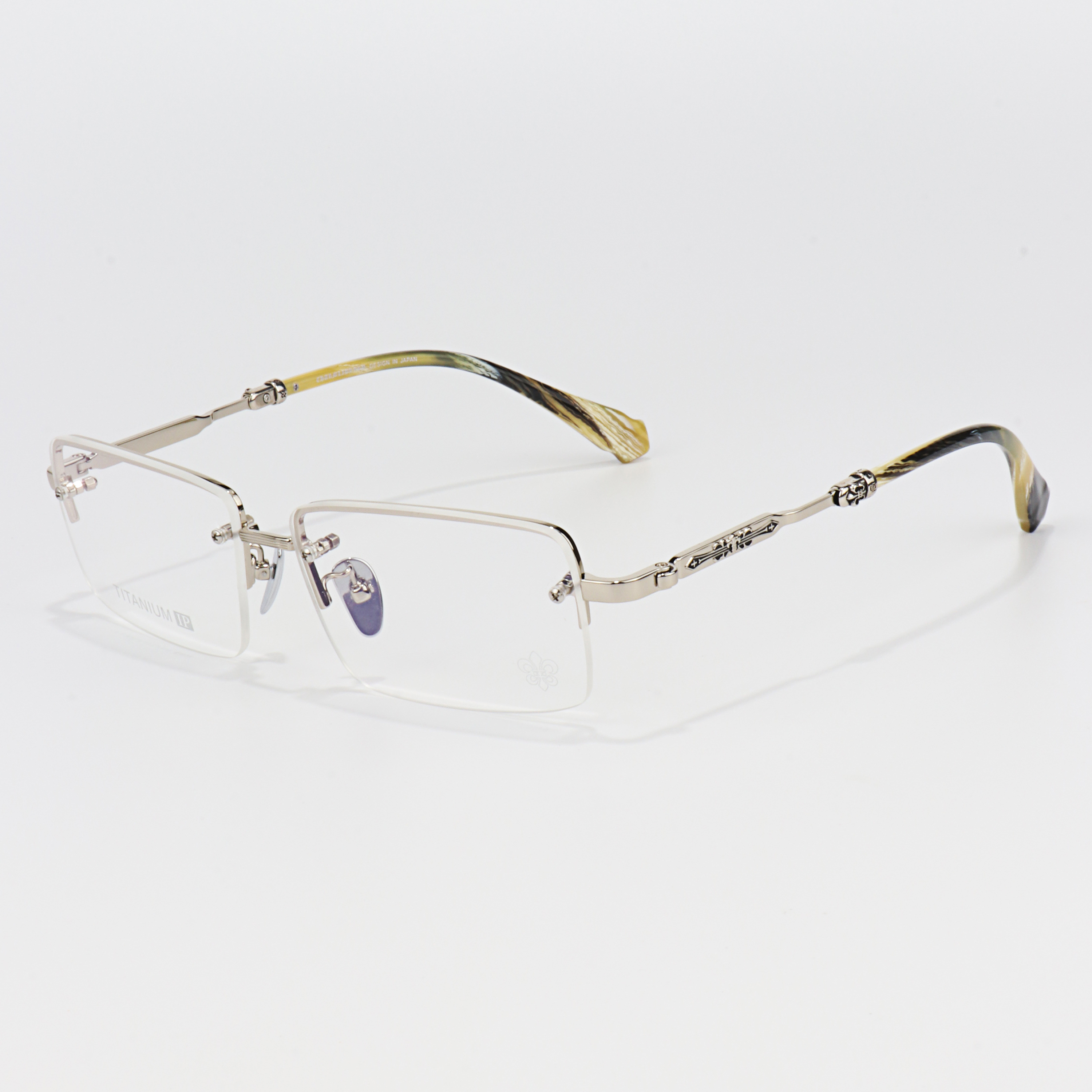New Read Half Frame Square Black Silver Color Optical Prescription Luxury Brand Fashion Light Custom logo Glasses Eyewear Frames