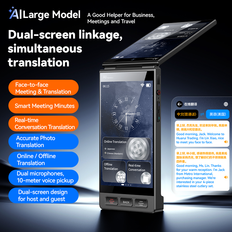 Double Screens Smart Voice Language Translator Device 159 Languages WiFi Offline