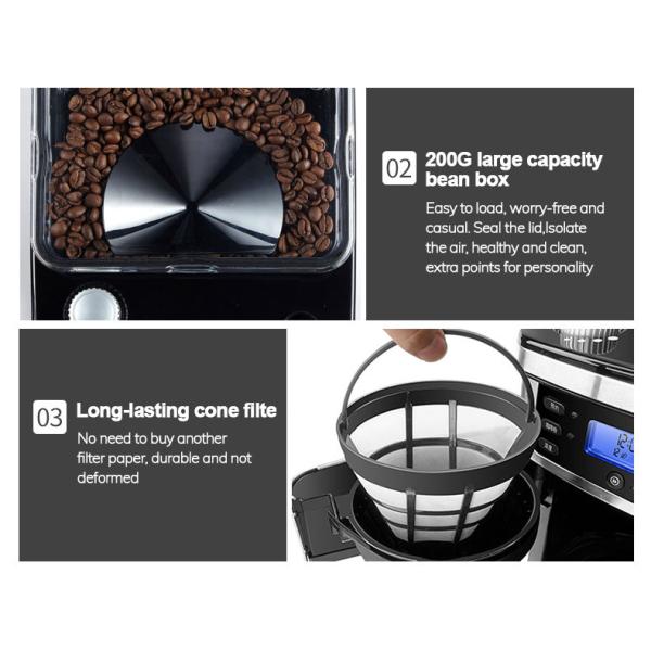 Automatic Drip American Home Coffee Maker With Grinder 1.5L 900W