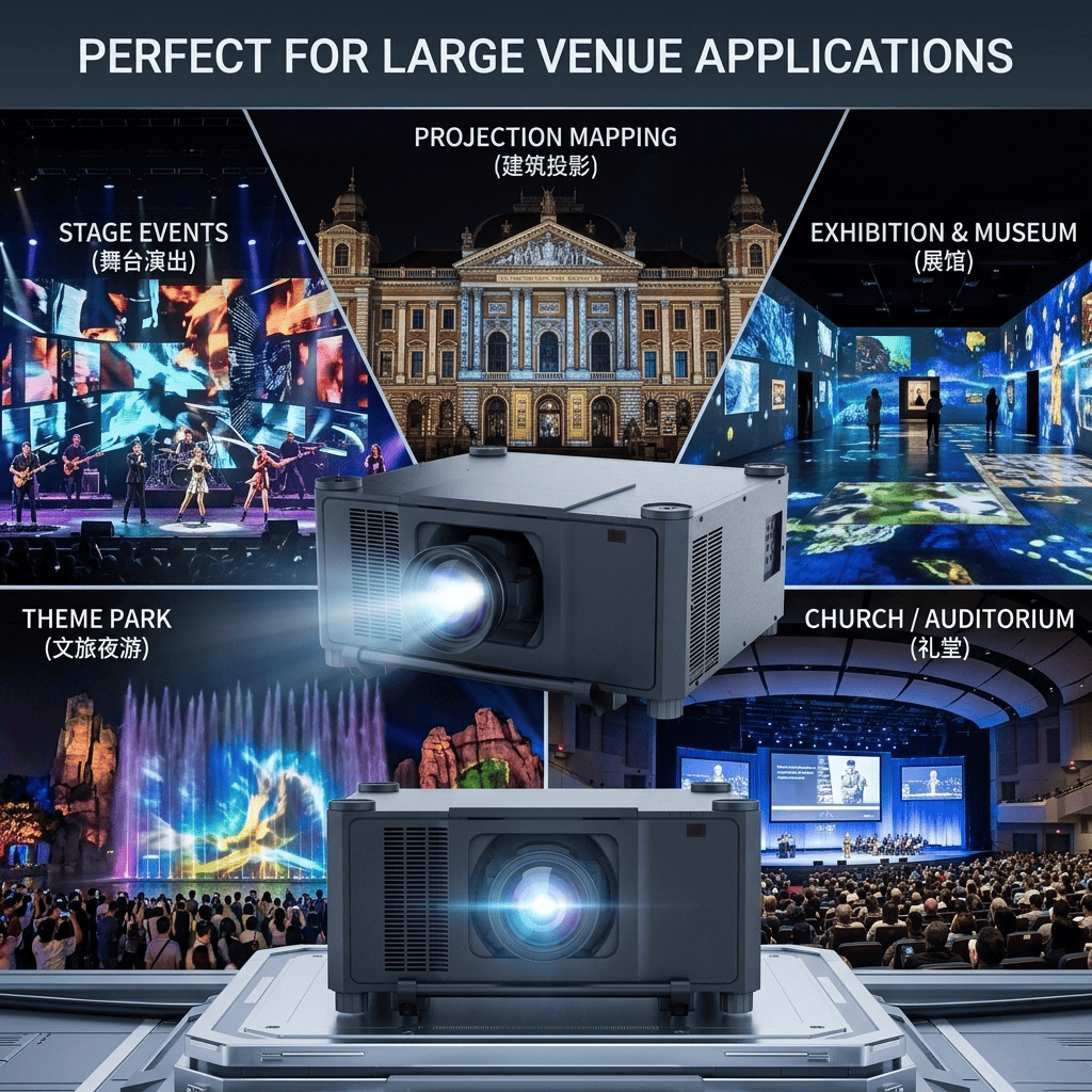 Outdoor Projection 25000 Lumens WUXGA 3D Mapping Projector 3LCD Dual Color Laser