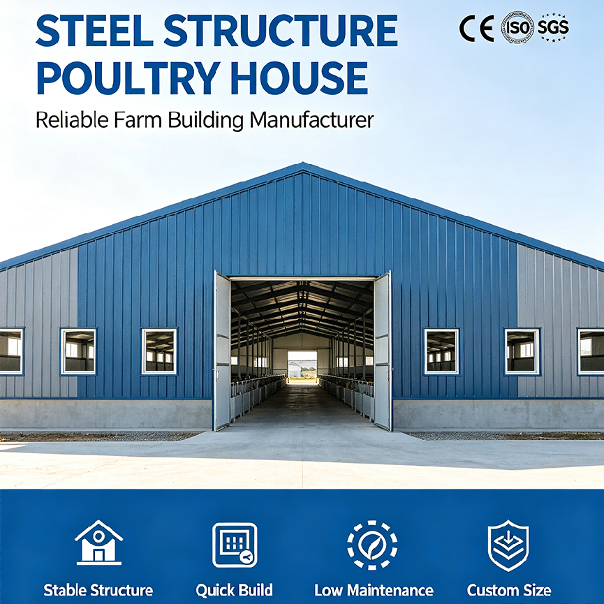 Steel Structure Poultry House Designed to Support Automated Feeding and Watering Systems Enhancing Operational Efficiency