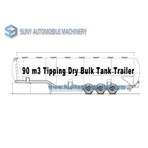 90m3 3 Axle Aluminum Flour Dry Bulk Tanker Trailer With Hydraulic Tipping Tanker