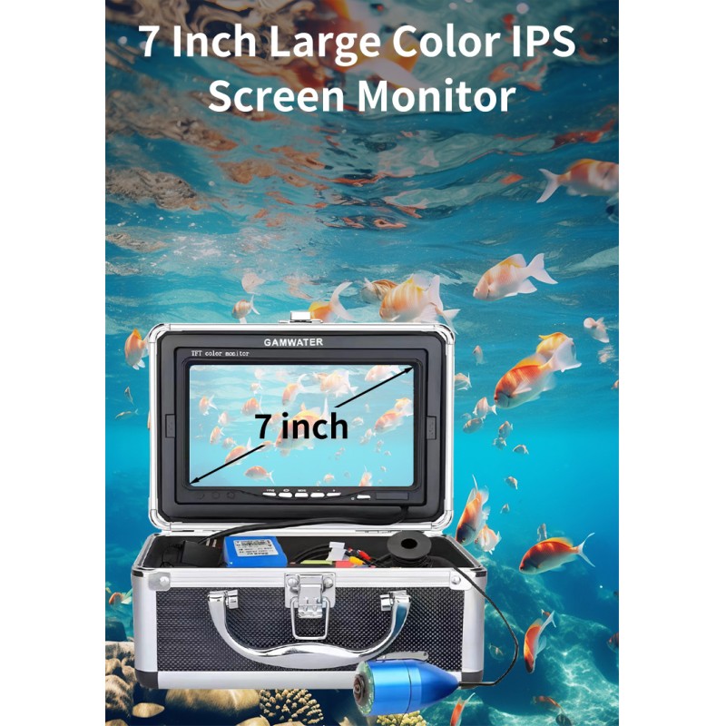 Underwater Fish Finder Monitor IP68 Waterproof Camera HD 720P 7.0'' Inch IPS Screen 30M Cable 12pcs Leds Camera for Sea Fishing