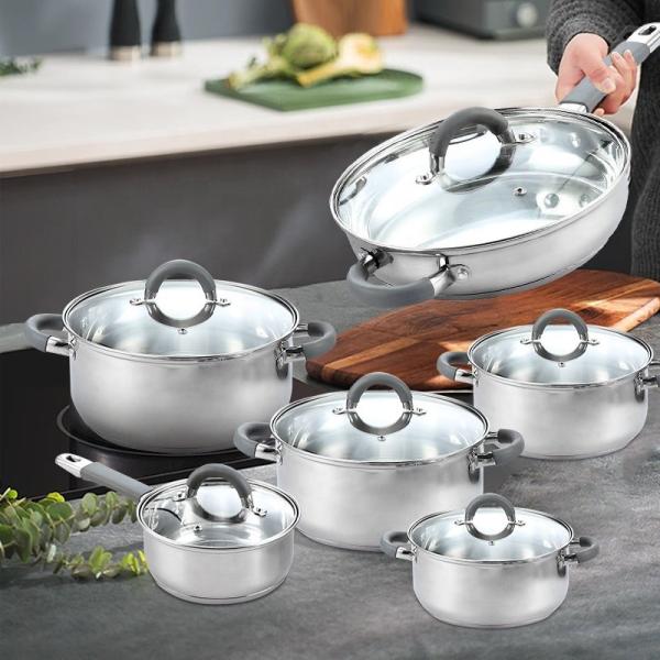 Wholesale Cookware Sets Multifunctional Cooking Soup Pot Milk Pot Set Kitchen 12 Piece Cookware Sets