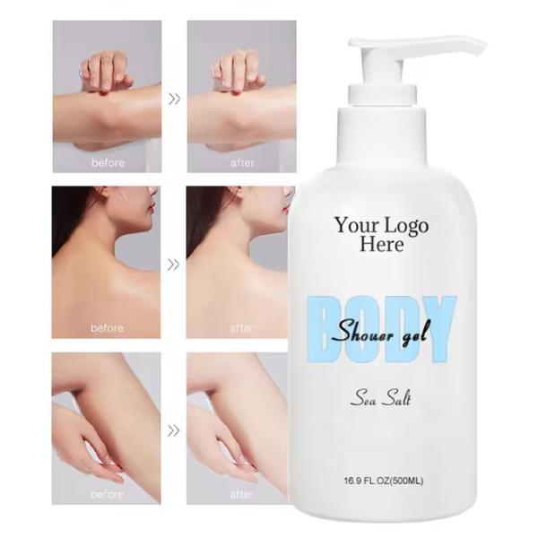 Branqueador Nutritivo Limpeza do corpo Esfregar pele Hidratante Refrescante Gel de chuveiro de sal marinho