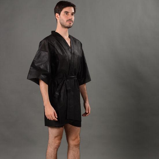 S&J Beauty Spa Disposable Wrap Bathrobe Non Woven Bathrobe Disposable Gown Disposable Kimono Robe