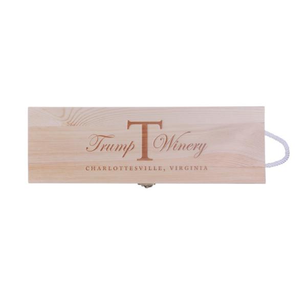 Printed Single Bottle Wooden Wine Box 34.5x17x9cm Size Matt Finish