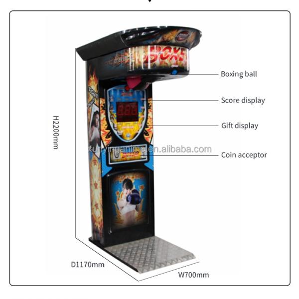 Máquina de boxe de arcade de moedas Big Punchbag 220V