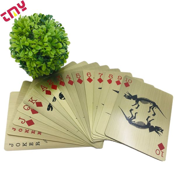 Durable 0.8Mm Thick Metal Gold Bicycle Playing Cards Custom Logo Waterproof