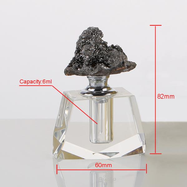 60*82mm Laser Engraved Crystal Perfume Bottle with Agata Stone Lids for Essential Oils and Attar