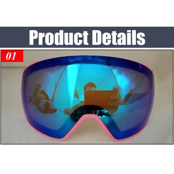 Pink Polycarbonate Magnetic Ski Goggles with Magnetic Scratch-Resistant Lens