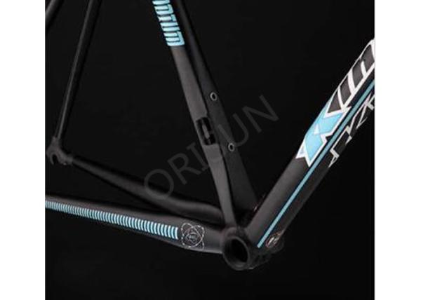 Lightweight Scandium Bike Frame , Black / Orange Full Carbon Road Bike Frame