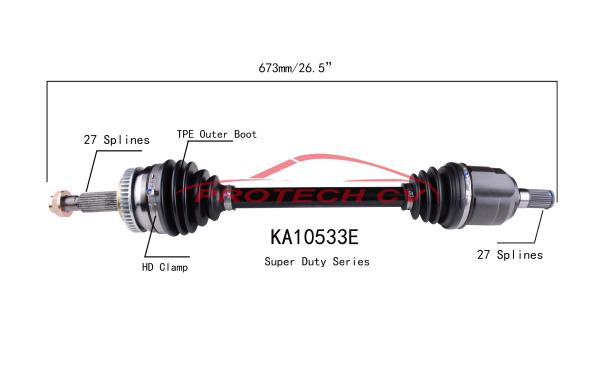 2.4L Kia Optima Cv Complete Assembly Front Left Cv Axle Cold Forging Grinding Process