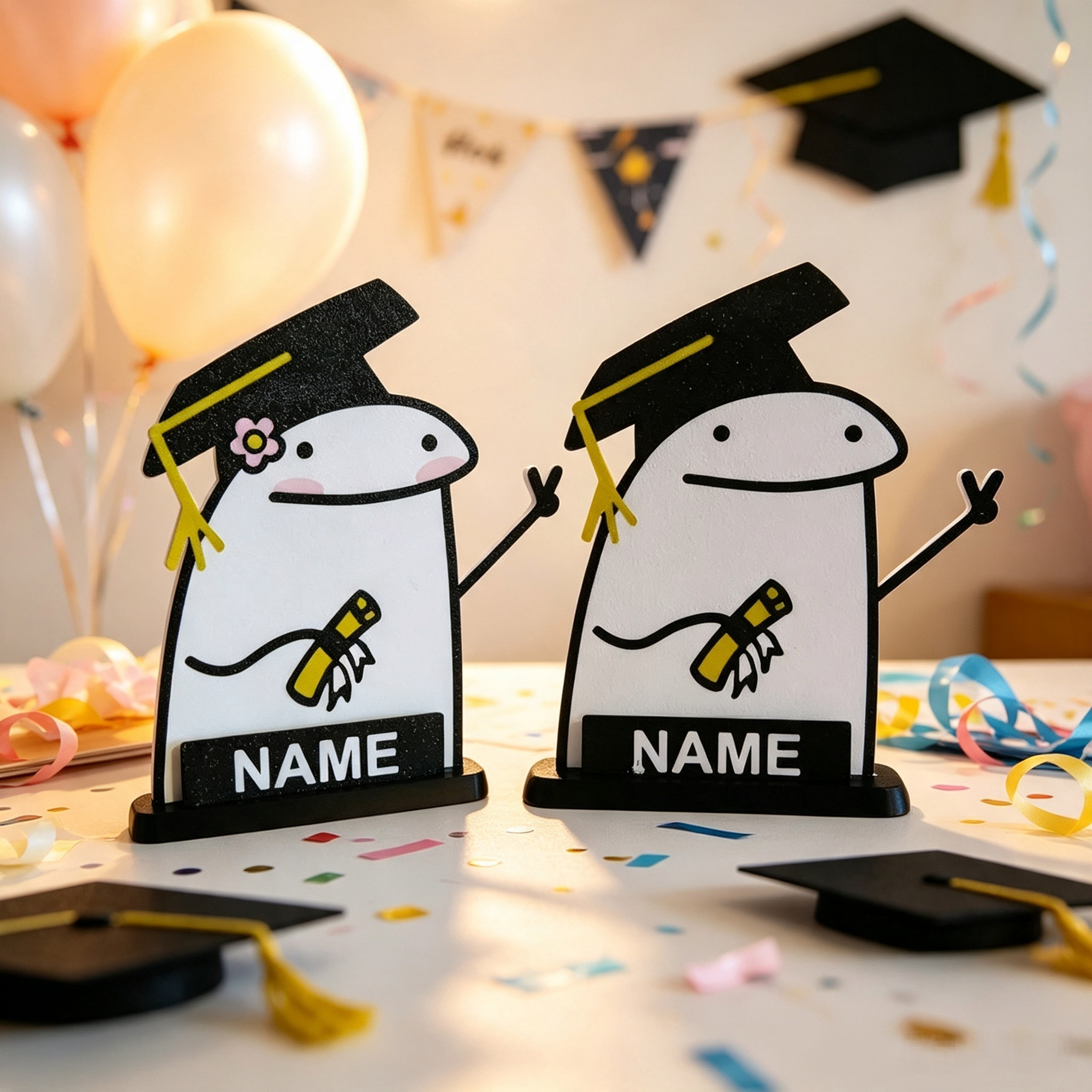 Name Flork Custom 3D Printing Graduation Figurine Ornament 3d Print Desk Sign