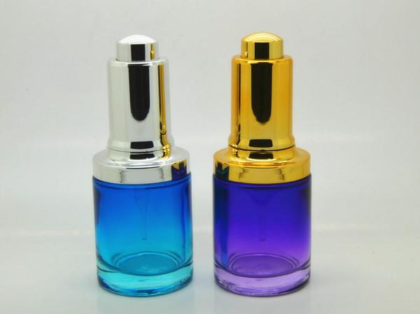ES-D432 glass essential oil bottle & metalized push button dropper pipettes/closures