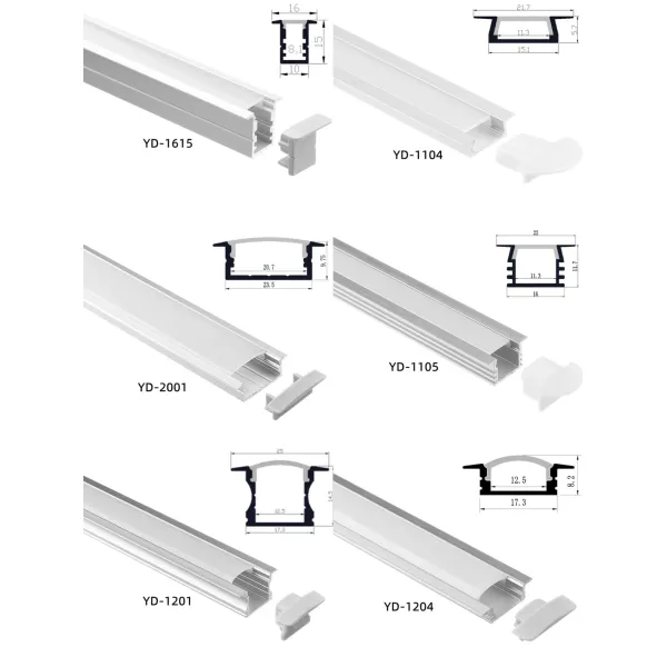 6063 T3-T8 Aluminium Alloy Anodized Finish Surface Mounted LED Profile with Customized Length LED Linear Aluminium Profile