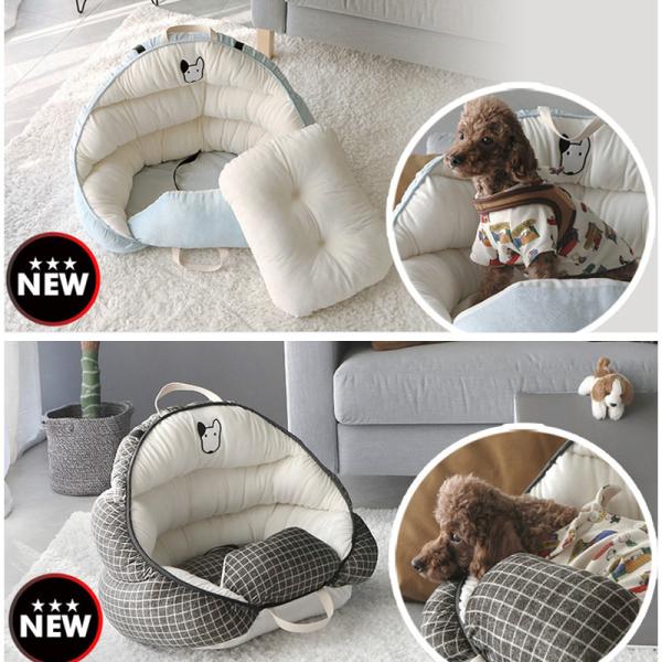 Luxury Dog Bed Cushion Pp Cotton Filled Carrier Portable Dog Car Safety Seat Bed