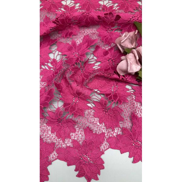 Guipure Lace Pink Leafy Style Embroidered Lace Fabric for Bridal Wedding Party Gown