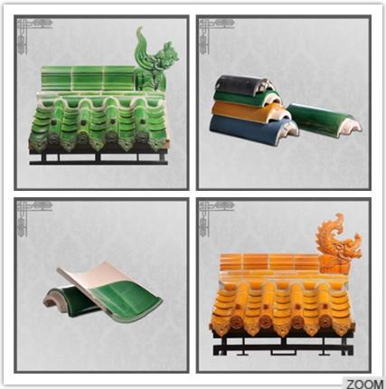 Ceramic Chinese Glazed Roof Tiles 160mm Traditional Architecture Eaves