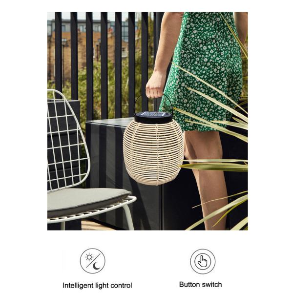 Outdoor Rattan Decorative Portable Waterproof Floor Lamp Solar Garden Light