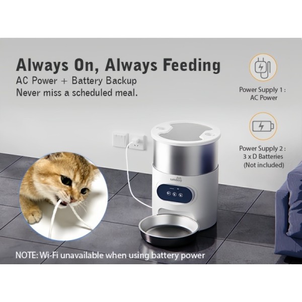 3L Stainless Steel Smart Dog Feeder WiFi Controlled Pet Feeding Machine Timed and Quantitative
